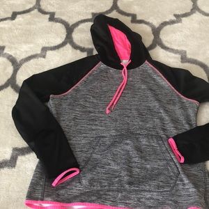 Black, gray, and pink hoodie